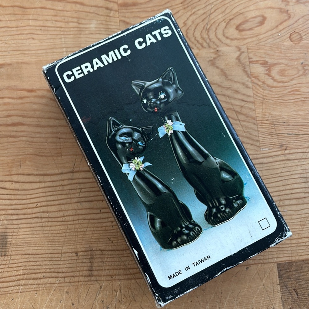 NWT Vintage ceramic cat pair 2 ceramic cats home decor made in Taiwan - Picture 3 of 7